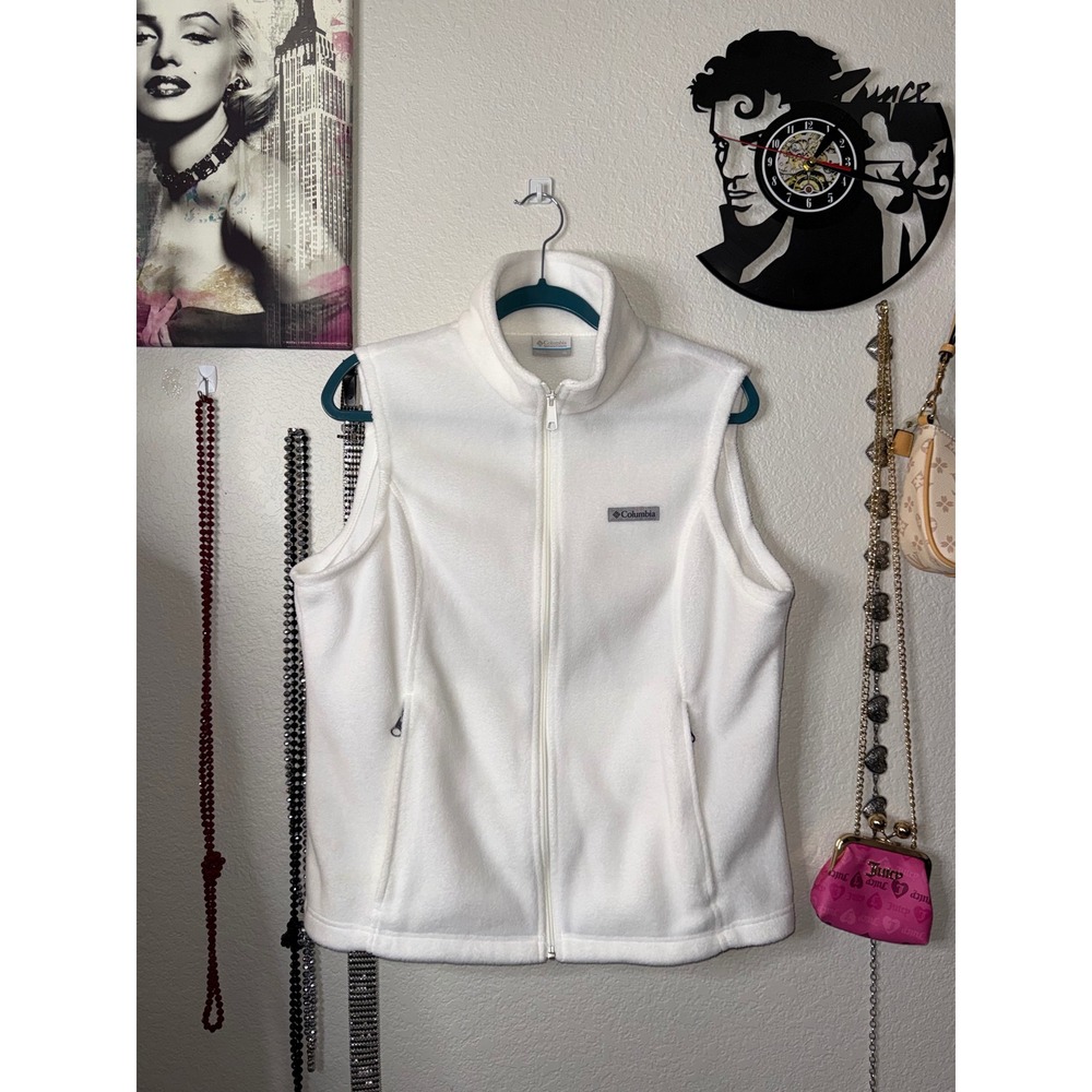 Columbia Benton Springs Fleece Vest White Full Zip Mock Neck XL WL1023